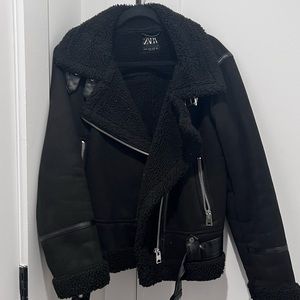 ZARA Black Aviator Jacket/Coat
